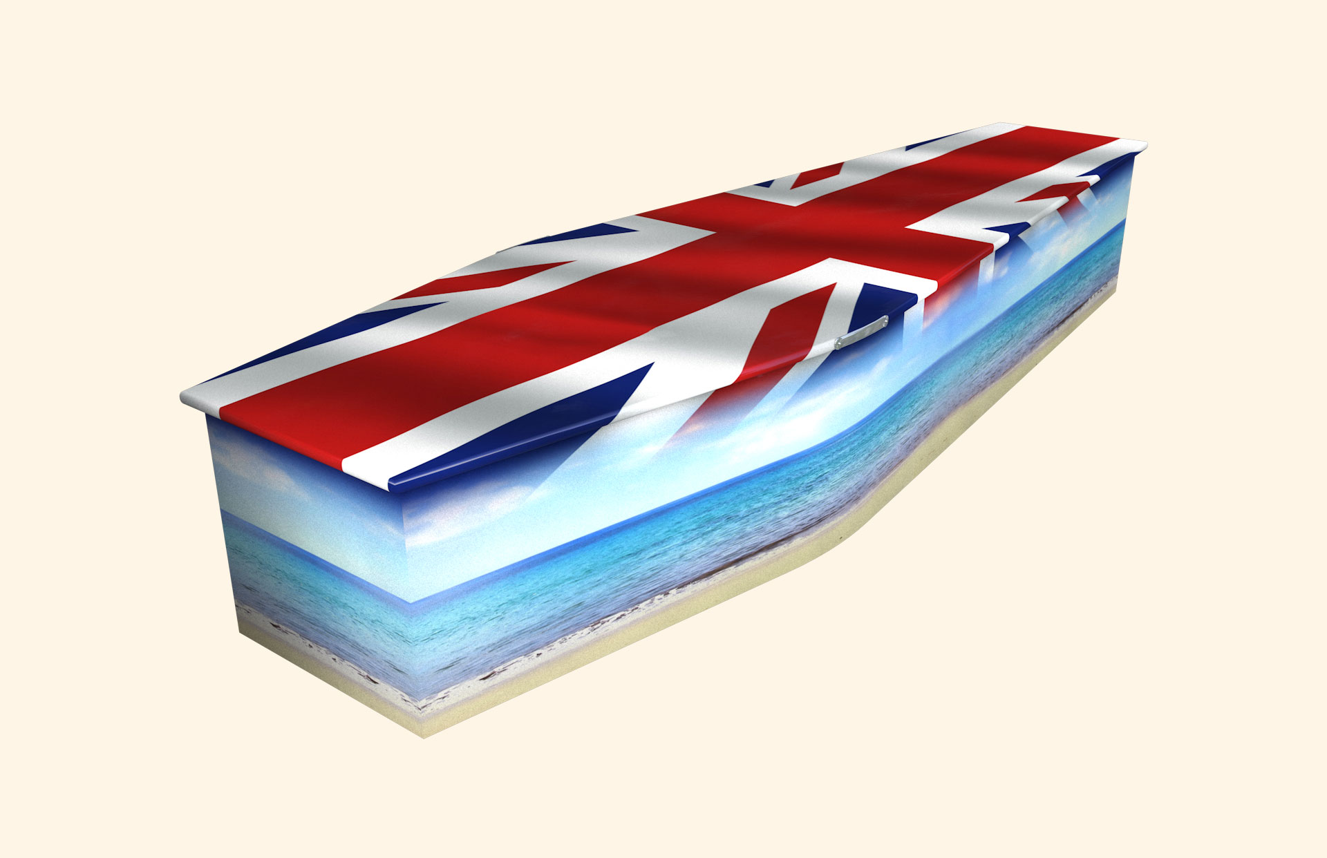 Union Beach design on a traditional coffin